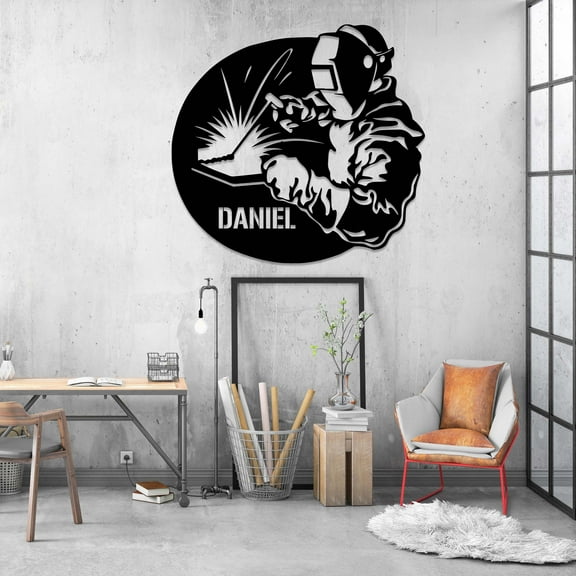 Craftnamesign Custom Welding Metal Wall Art LED Light, Custom Welder Name Sign