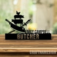 thumbnail image 1 of Craftnamesign Custom Wooden Butcher Desk Name Plate, Meat Shop Metal Nameplate for desk, 1 of 5