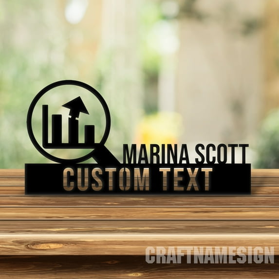 Craftnamesign Custom Wooden Data Scientist Desk Name Plate, Science Lover Metal Nameplate for desk