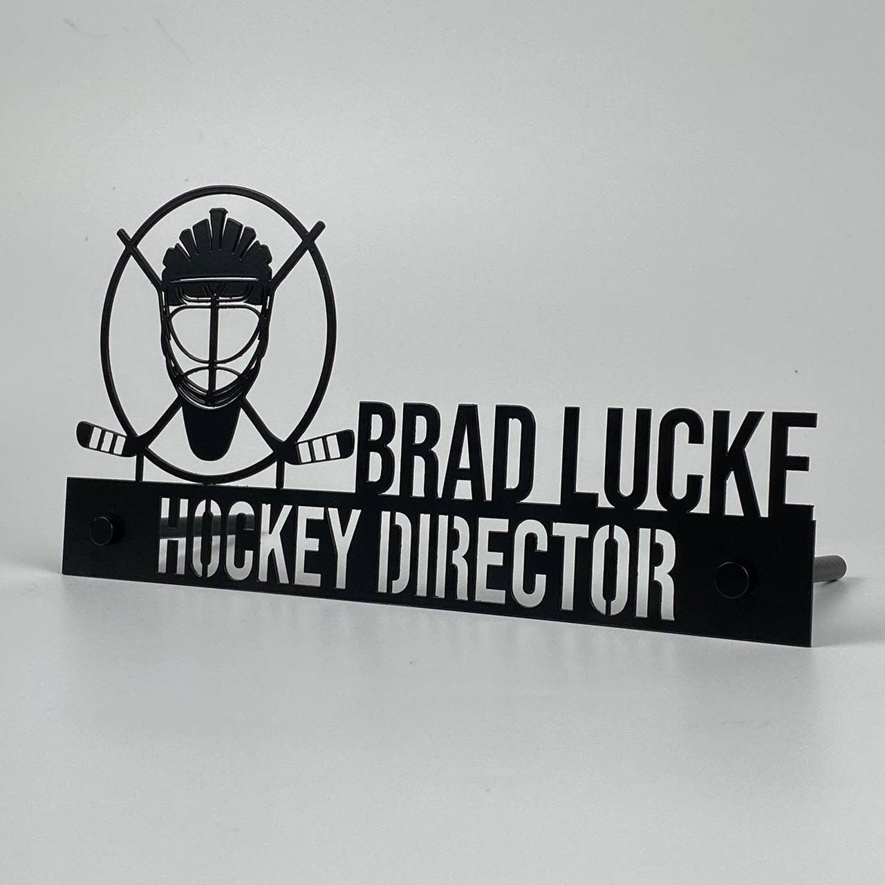 Craftnamesign Custom Wooden Desk Name Plate for Hockey Lover, Hockey