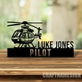 thumbnail image 1 of Craftnamesign Custom Wooden Helicopter Airplane Desk Name Plate, Pilot Metal Nameplate for desk, 1 of 5