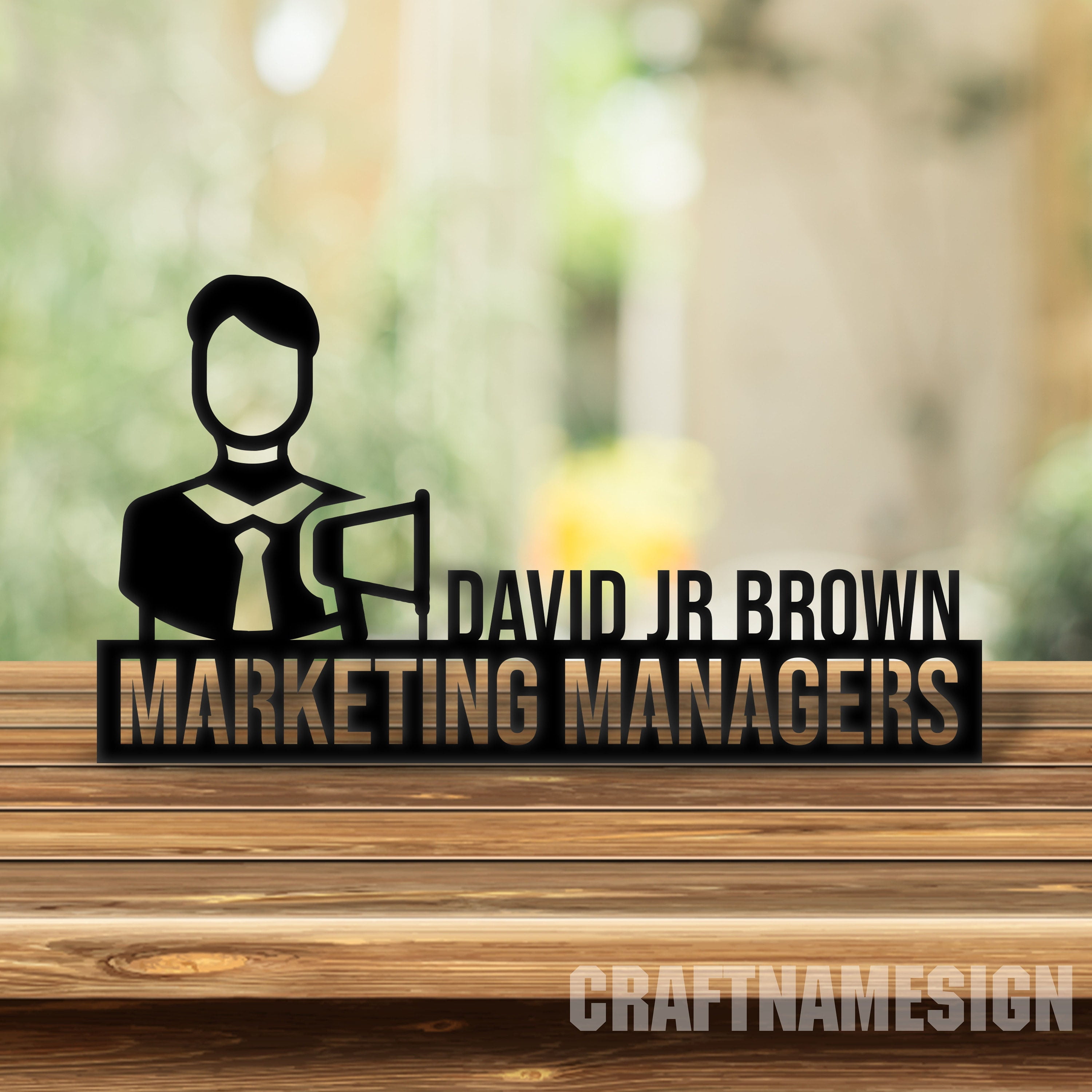 Craftnamesign Custom Wooden Marketing Manager Desk Name Plate, Marketer ...