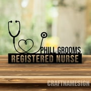 Craftnamesign Custom Wooden Nurse Desk Name Plate, Nurse Metal Nameplate, Nurse Office Decor