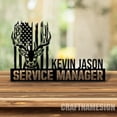 thumbnail image 1 of Craftnamesign Custom Wooden US Patriotic Deer Hunting Desk Name Plate, Metal Nameplate for desk, 1 of 5