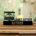 thumbnail image 1 of Craftnamesign Custom Wooden Writer Desk Name Plate, Writing Author Metal Nameplate for desk, 1 of 5
