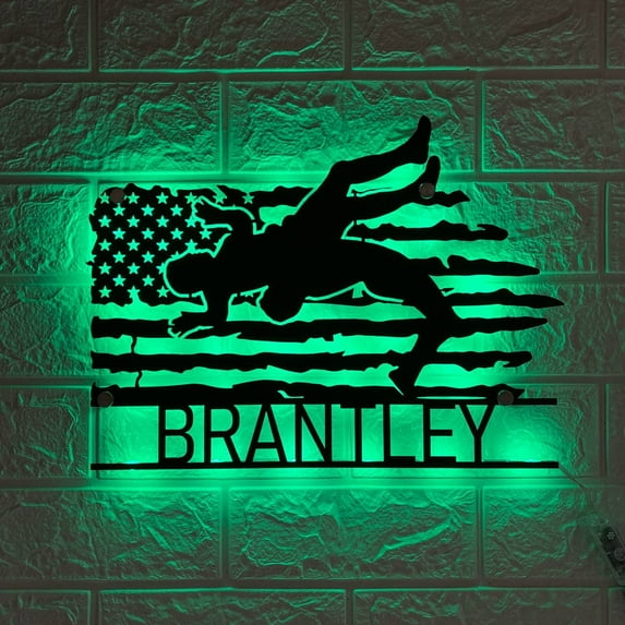Craftnamesign Custom Wrestler Metal Wall Art LED Light, Personalized Arm Wrestling Name Sign