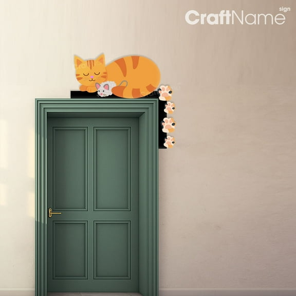 Craftnamesign Cute Cat Door Topper Metal Wall Art, Bedroom Door Decoration, Cat Lover Gifts