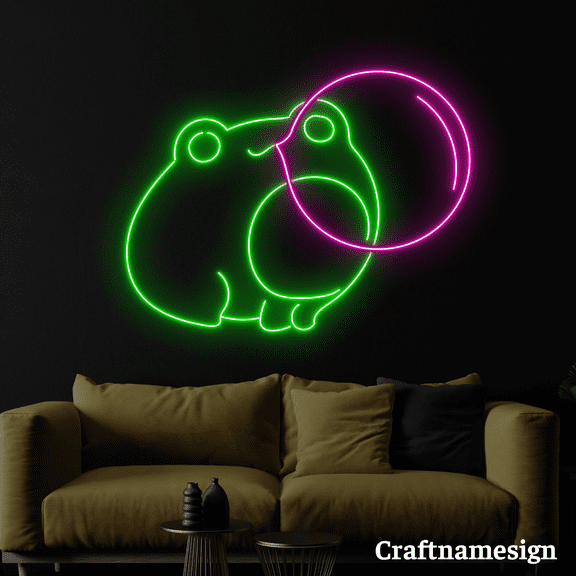 Craftnamesign Cute Frog LED Light Neon Sign for Kid Room Nursery Party Wall Decor