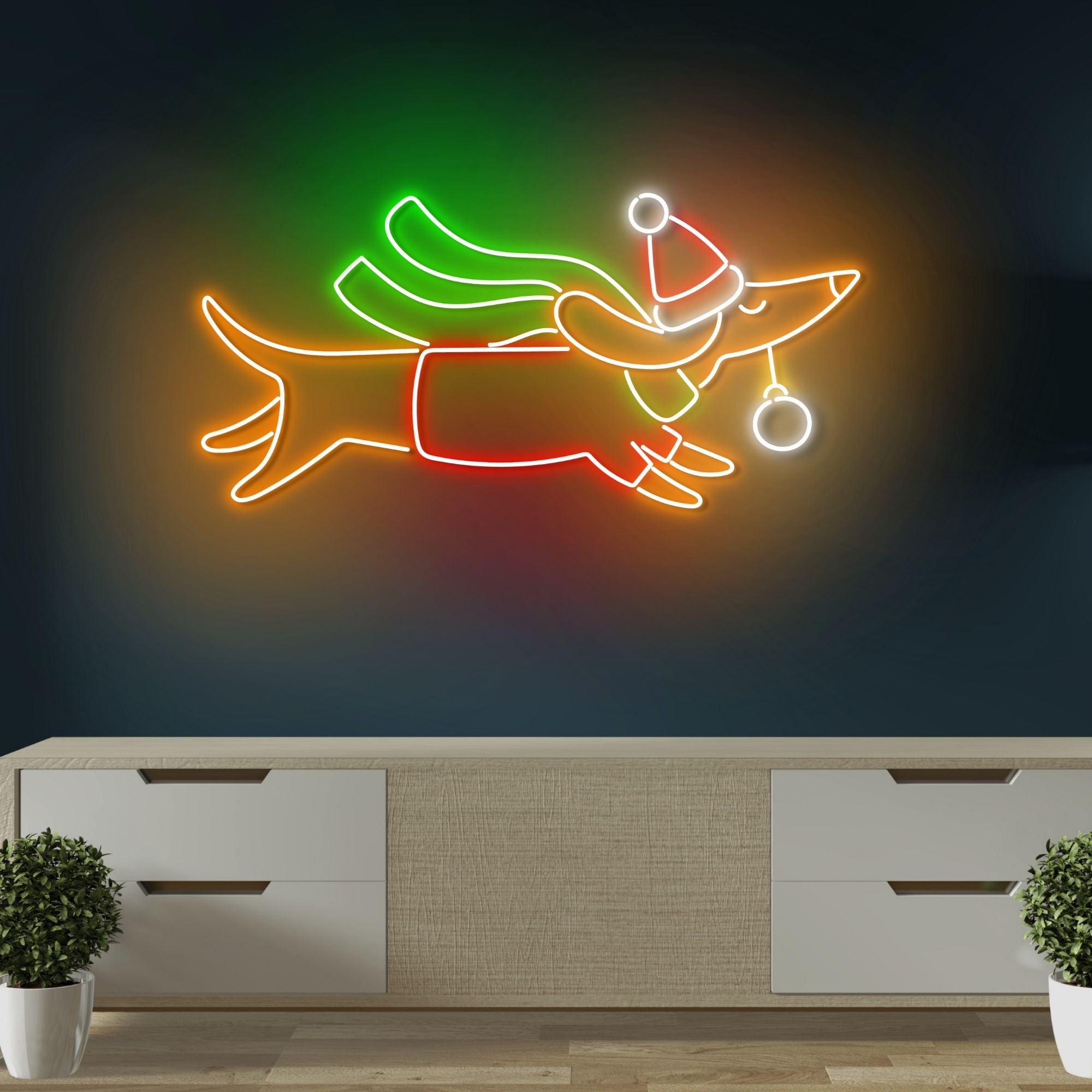 Easily Distracted Neon Sign - Dachshund Wiener Dog LED Light, USB Powered, Wall Art For Home, Game Room, Dog Lover Gift