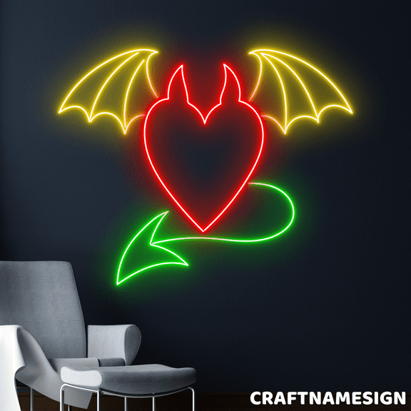 Craftnamesign Devil Neon Sign, Store Shop Wall Art, Bar Pub Led Light Wall Decor