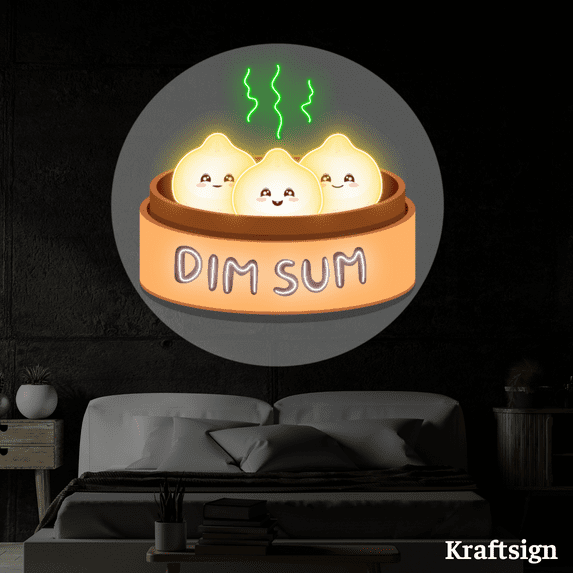 Craftnamesign Dimsum Neon Acrylic Print Sign, Dimsum Restaurant Decor