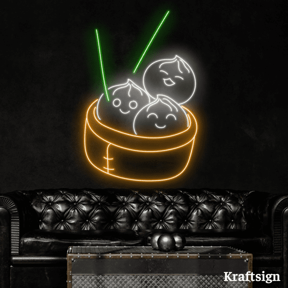 Craftnamesign Dimsum Neon Sign, Chinese Restaurant Decor, Dumplings Decor