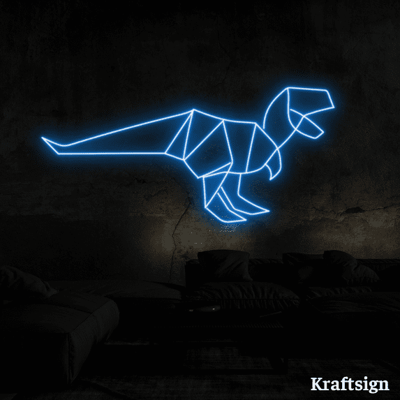 Craftnamesign Dinosaur Geometric Neon Sign, Kid Room Decor, Man Cave Decor