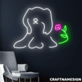 thumbnail image 1 of Craftnamesign Dog Line Art Neon Sign, Dog With Flower Wall Decor, Bedroom Wall Art, 1 of 4