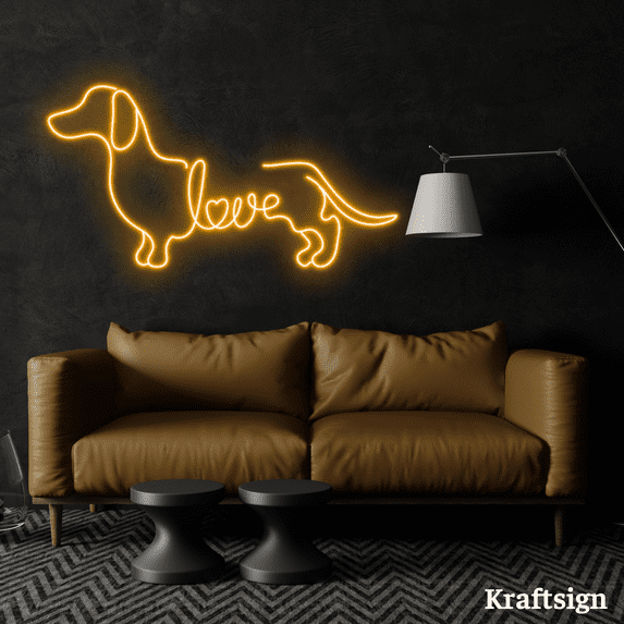 Craftnamesign Dog Love Neon Sign, Dog Lover Gift, Dog Memorial Decor, Dog Wall Art