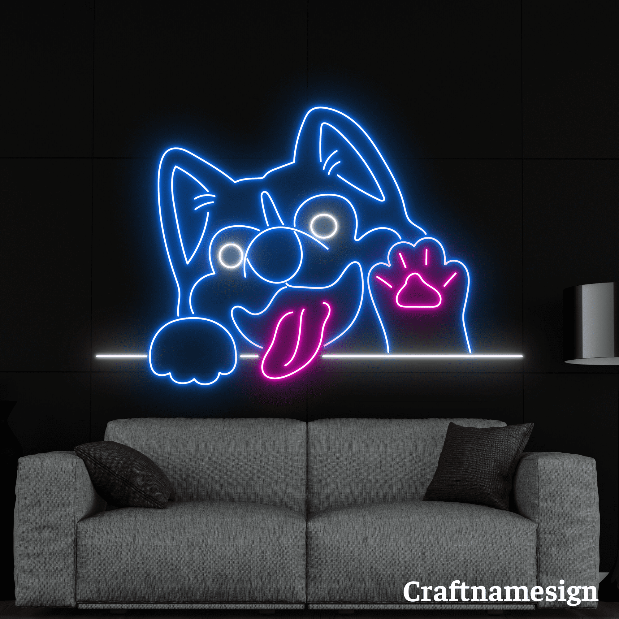 Craftnamesign Dog Say Hello Neon Sign for Pet Spa Grooming Shop Wall