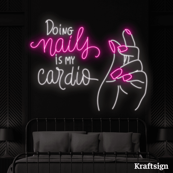 Craftnamesign Doing Naily Is My Cardio Neon Sign, Nails Beauty Shop Decor