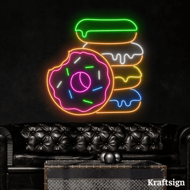 Craftnamesign Donut Neon Sign, Donut Shop LED Signage, Cake Store Decor