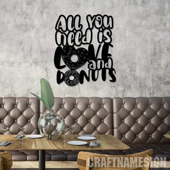 Craftnamesign Donut Shop Metal Wall Art LED Light, Donut Shop Decor, Bakery Shop Wall Decor