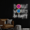 thumbnail image 1 of Craftnamesign Donut Worry Be Happy Neon Sign, Donut Shop Decor, Bakery Sign, 1 of 4
