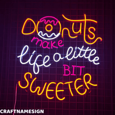 Craftnamesign Donuts Sweeter Neon Light, Donut Store Wall Decor, Bakery Wall Art