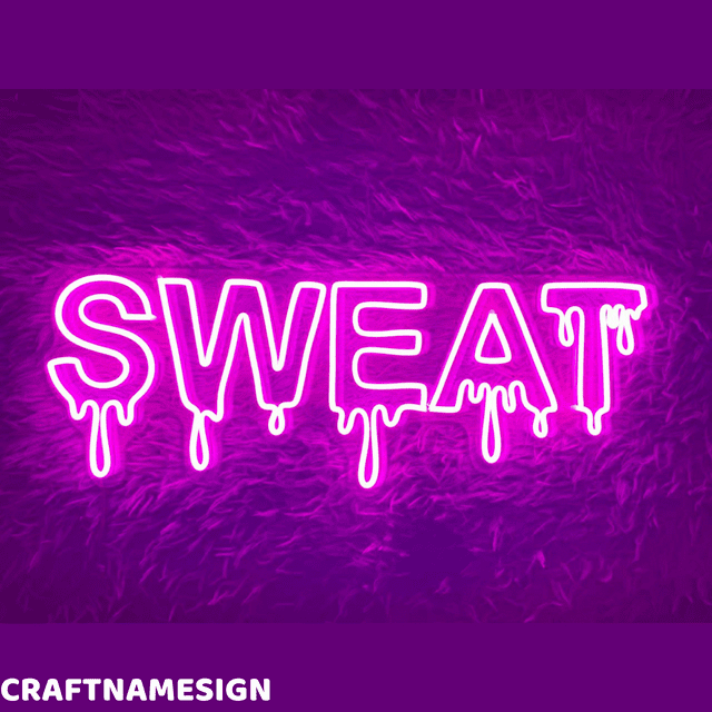 Craftnamesign Dripping Sweat Neon Sign, Sweat Led Light Wall Decor, Gym