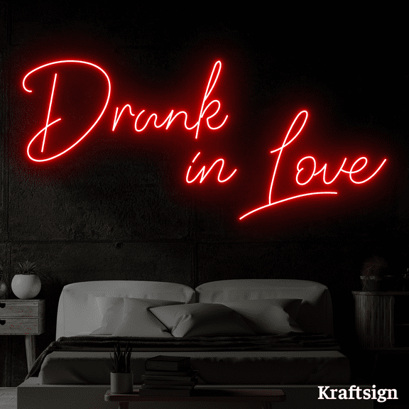 Craftnamesign Drunk In Love LED Sign, Bar Wall Decor, Bar Neon Sign