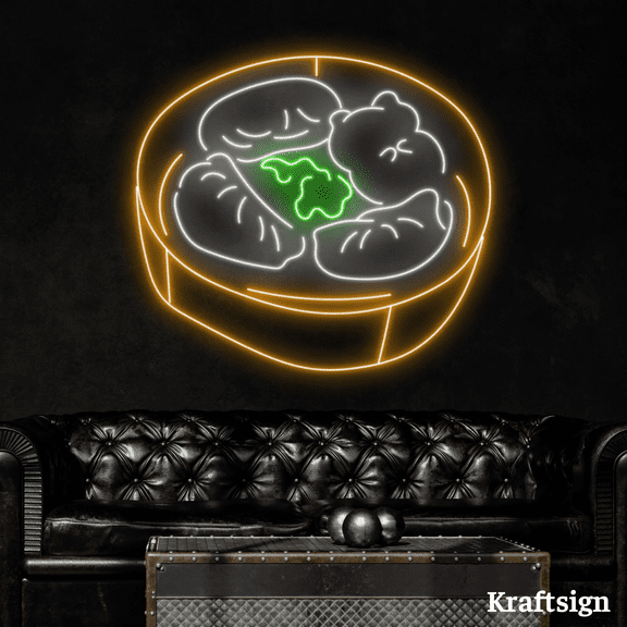 Craftnamesign Dumplings Neon Sign, Chinese Restaurant Decor, Dimsum Decor