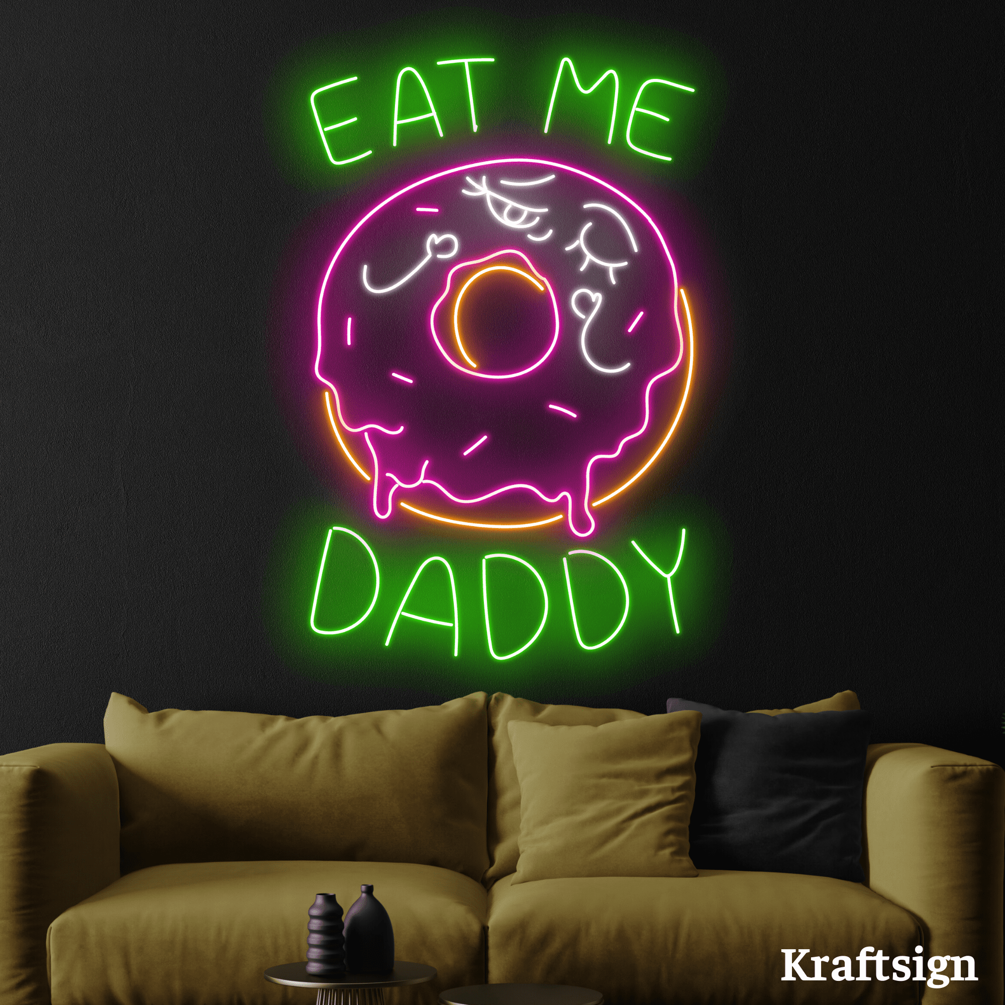 Craftnamesign Eat Me Daddy Neon Sign, Donut Shop Decor, Bakery Wall Art