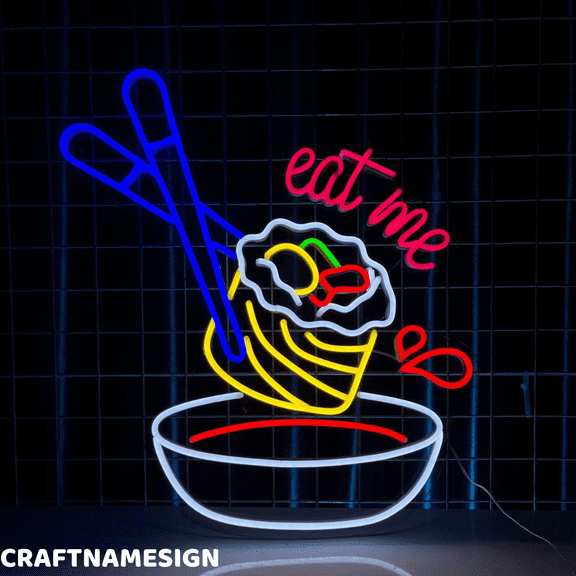 Craftnamesign Eat Me Neon Sign, Japanese Sushi Led Sign, Sushi Restaurant Decor