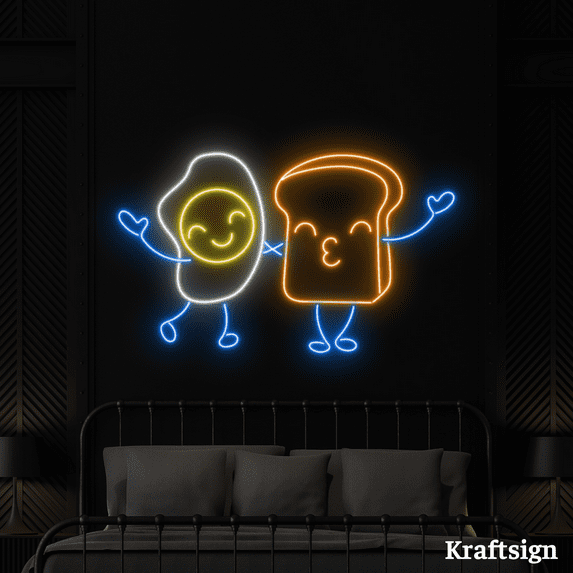 Craftnamesign Egg Sandwich Neon Sign, Breakfast Shop Decor, Restaurant Art
