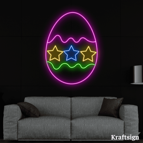 Craftnamesign Egg Star LED Neon Sign, Easter Day's Decor, Kid Room Decor