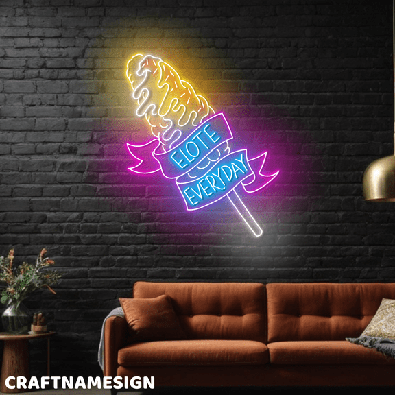 Craftnamesign Elote Everyday Neon Sign, Mexican Store LED Wall Art Decor