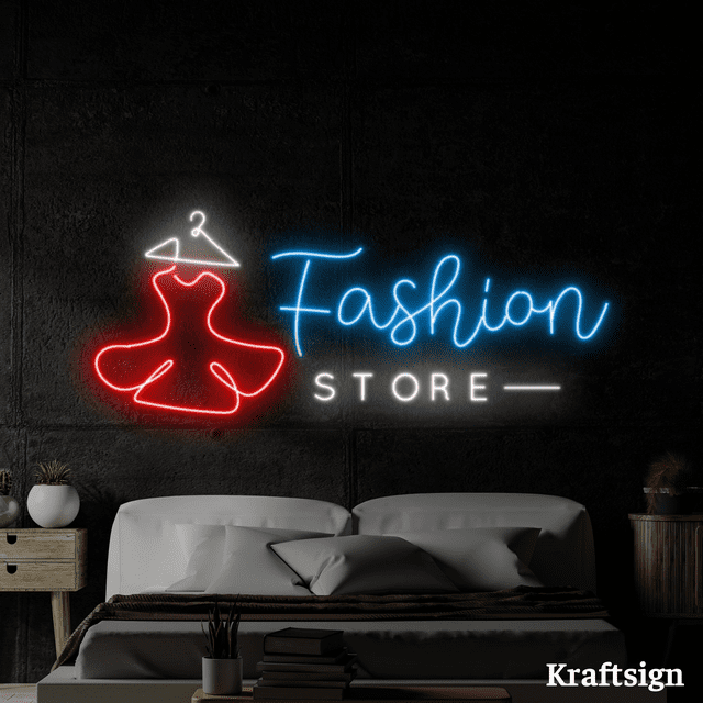 Craftnamesign Fashion Store Neon Sign, Clothes Shop LED Sign, Fashion