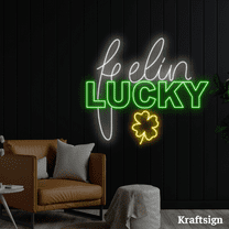Craftnamesign Feeling Lucky Neon LED Sign, Patrick's Day Gifts Decor