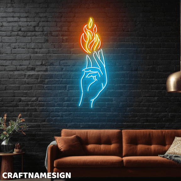 Craftnamesign Fire Neon Light, Wall Decor For Bar Pub Bedroom, Fire Wall Art