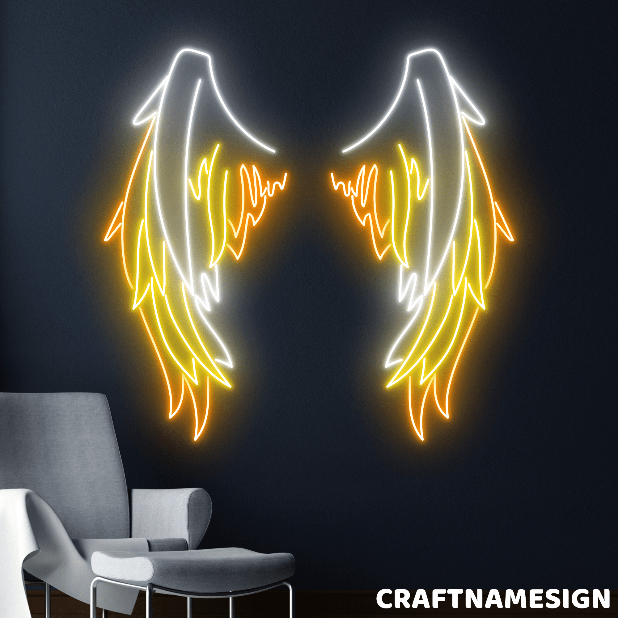 Craftnamesign Fire Wings Neon Sign, Bedroom Wall Decor, Bar Pub Led ...