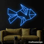 Craftnamesign Fish Geometric Neon Sign for Bedroom Fish Shop Aquarium Wall Art