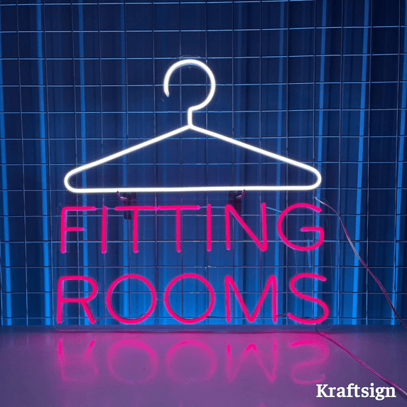 Craftnamesign Fitting Rooms Neon Sign, Clothes Shop LED Sign, Bedroom Sign
