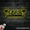 thumbnail image 1 of Craftnamesign Flamingo House Number Metal Sign LED Light, Flamingo Stainless Porch, Address Sign, 1 of 5