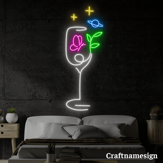 Craftnamesign Flora Universe Glass Neon Sign for Home Bar Club Bedroom Wall Decor