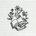 thumbnail image 1 of Craftnamesign Floral Books Lover Metal Wall Art LED Light, Flowers Book Sign, Library Sign, 1 of 5