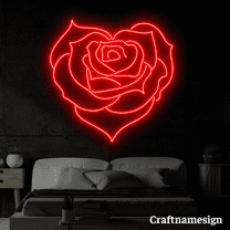 Craftnamesign Flower Heart Neon Sign for Bedroom Bar Living Room Wall Decor