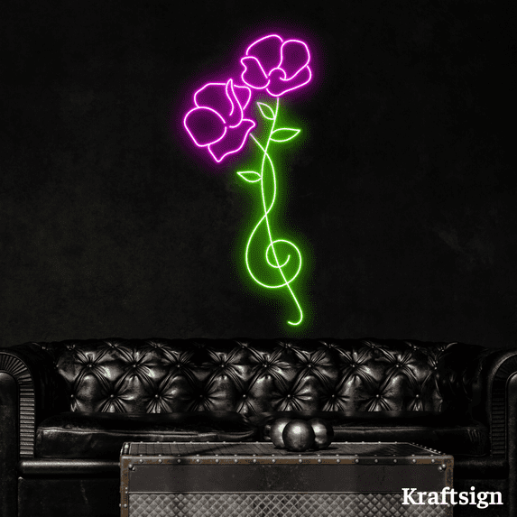 Craftnamesign Flower Music Note Neon Sign,Flower Shop Decor,Musician Gifts