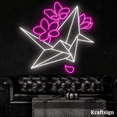 thumbnail image 1 of Craftnamesign Flower Paper Cranes Neon Sign, Bedroom Decor, LED Wall Art, 1 of 4