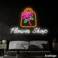 thumbnail image 1 of Craftnamesign Flower Shop Neon Sign, Flower Bag LED Sign,Flower Shop Decor, 1 of 4