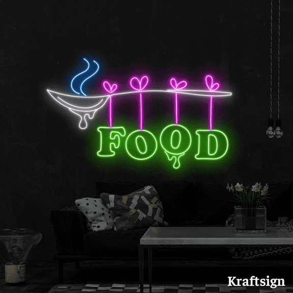 Craftnamesign Food Neon Sign, Eatery Shop LED Sign, Restaurant Shop Decor