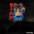 thumbnail image 1 of Craftnamesign Fortune Cat Ramen Neon Sign, Japanese Ramen Restaurant Decor, 1 of 4
