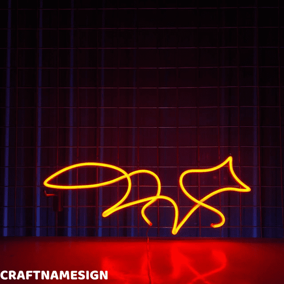 Craftnamesign Fox Neon Sign, Minimalist Fox Wall Art, Wild Animal Wall Decor