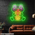 thumbnail image 1 of Craftnamesign Frog Drink Bubble Tea Neon Sign For Boba Milk Tea Store Wall Art, 1 of 5